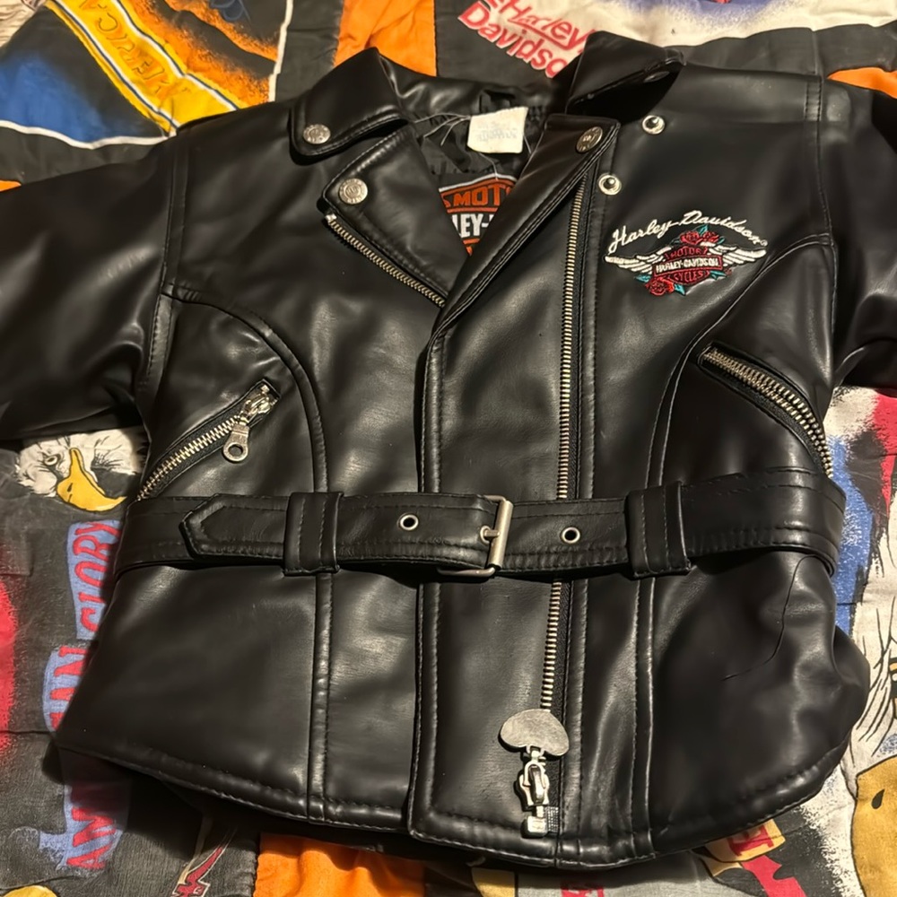Toddler girls faux leather Harley Davidson jacket
